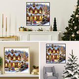 igoodom Christmas Diamond Art Kits for Adults, Christmas Train Diamond Painting Kit, Full Drill Round Winter House Diamond Art Kits, DIY Gem Art for Home Wall Decor Gift 14x14inch igoodom