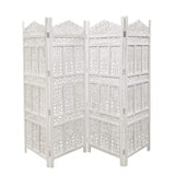 The Urban Port HomeRoots Antique 4 Panel Handcrafted Wooden Room Partitions, White (UPT-148945) The Urban Port