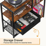 Snughome AV Media Stand, Record Player Stand with Vinyl Storage Holds up to 280+ Albums, Audio Video Rack Album Storage Shelves for Vinyl, Turntable Stand Record Holder Media Console Stereo Cabinet Snughome