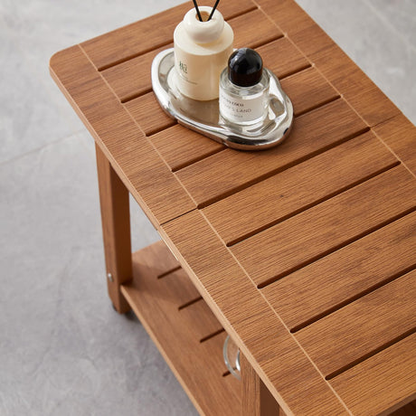 Poly Shower Stool for Inside Shower Waterproof, HDPS Shower Bench for Shaving Legs, Heavy Duty Plastic Bathroom Shower Chair Shower Seat Adjustable Feet, Shower Foot Rest Stool, No-Slip, Brown KaimuBench