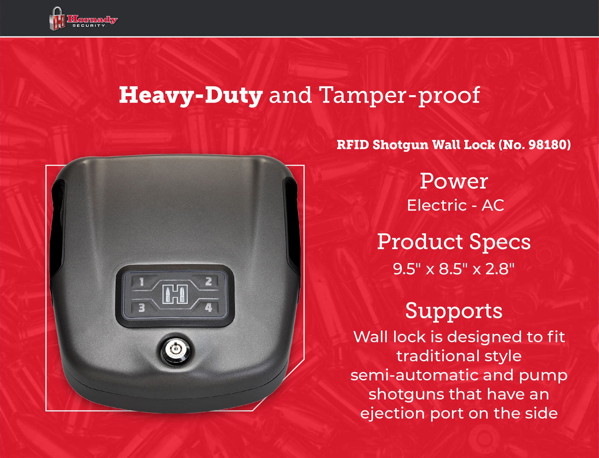 Hornady Rapid Safe Wall Mount for Long Guns – RFID Entry Quick Access Safe For Shotguns and Rifles Hornady