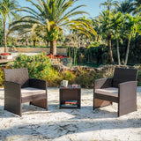 Nestl Wicker Outdoor Furniture Set - 3 Piece Patio Bistro Set (Brown/Beige) Nestl