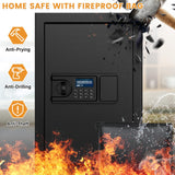 3.8 Cu ft Extra Large Safe Box Fireproof Waterproof, Security Home Safe with Fireproof Bag, LCD Digital Keypad Key Lock and Removable Shelf, Fire Document Safe for Money Medicines Jewelry Valuables Povanje