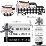 Jetec 4 Pcs Farmhouse Wooden Tabletop Decor Farmhouse Rustic Tiered Tray Decor Home Sweet Home Centerpiece Black and White Truck Buffalo Plaid Tabletop Sign for Kitchen Shelf Desk Decoration Jetec