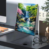 JOOZ Paint by Numbers Kit for Adults with Frame, Landscape Paint by Number with Easel, Mountain Waterfall Paint by Number Canvas, DIY Landscape Oil Painting Kit for Home Wall Decor 8x12 Inch JOOZ