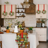 Xinnun 8 Pcs Christmas Kitchen Cabinet Wreaths with LED Lights and Red Ribbons 3.15 Inch Lighted Christmas Door Wreath Artificial Greenery Wreath with Red Berry Small Xmas Wreath for Wall Porch Window Xinnun