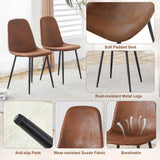 LFVFFA Round Dining Table Set for 4, 48 Inches Kitchen Table with 4 Brown Chairs, Tempered Glass Tabletop with Wood Pedestal Base, 5 Pieces Dinner Table Set for Living Room Apartment LFVFFA