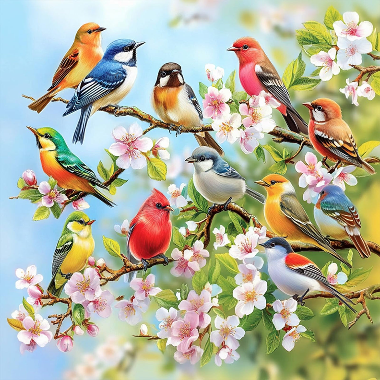 CEOVR Birds Diamond Art Kits for Adults, Bird Flower Diamond Painting Dots DIY Gem Art, Adult Crafts Kits Wall Decor for Home Office 12x12in CEOVR