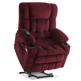 MCombo Dual Motor Power Lift Recliner Chair with Massage and Heat for Elderly People, Infinite Position, USB Ports, Cup Holders, Fabric 7890 (Medium, Burgundy) MCombo