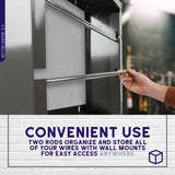 BISupply Wall Mount Electrical Wire Spool Rack Holder - 2 Rod Cable Rack for Ribbon, Filament, Automotive Wiring Storage BISupply