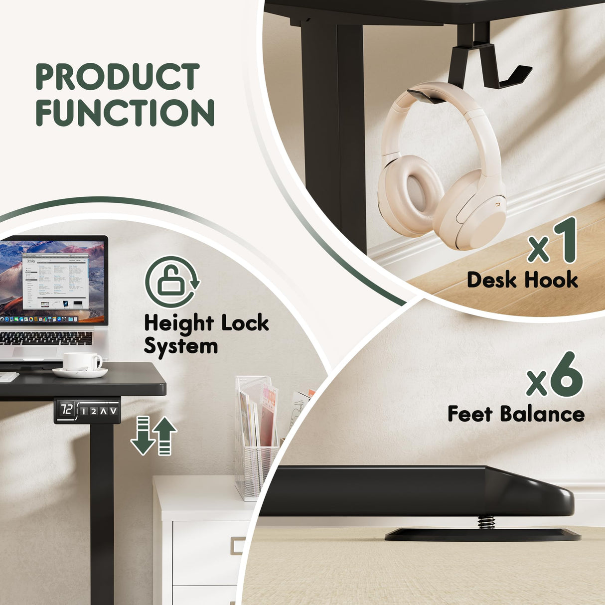 Furmax L Shaped Standing Desk Adjustable 63 x 48 Inch Corner Stand up Desk Electric Standing Computer Workstation with Preset Heights (Black) Furmax