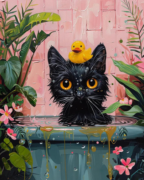 Paint by Numbers Kit for Adults Beginner, Black Cat Adult Paint by Number Kits on Canvas, DIY Easy Acrylic Watercolor Oil Paint by Number for Adults Teens Cute Animal for Home Decor Gift 16x20 Inch Possoco