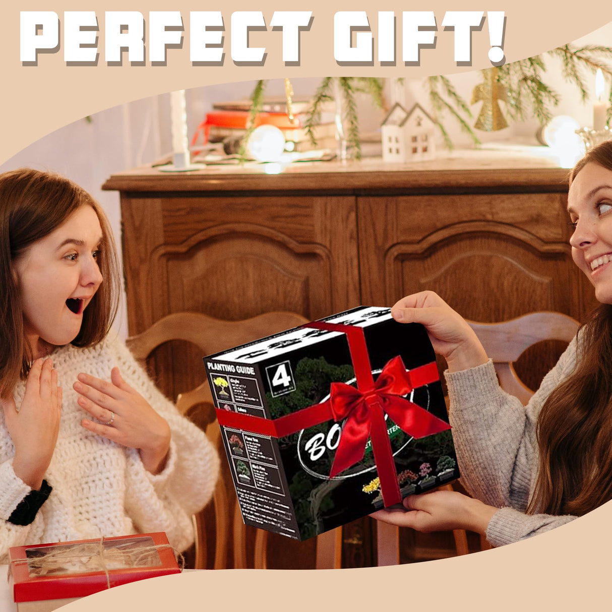 Sproutix Bonsai Garden Starter Kit, 4 Seeds Growing into Sakura, Ginkgo, Black Pine, Red Flame, Including Complete Gardening Tools & A Wooden Box with Cover, Christmas Gifts for Men Women Beginners SPROUTIX