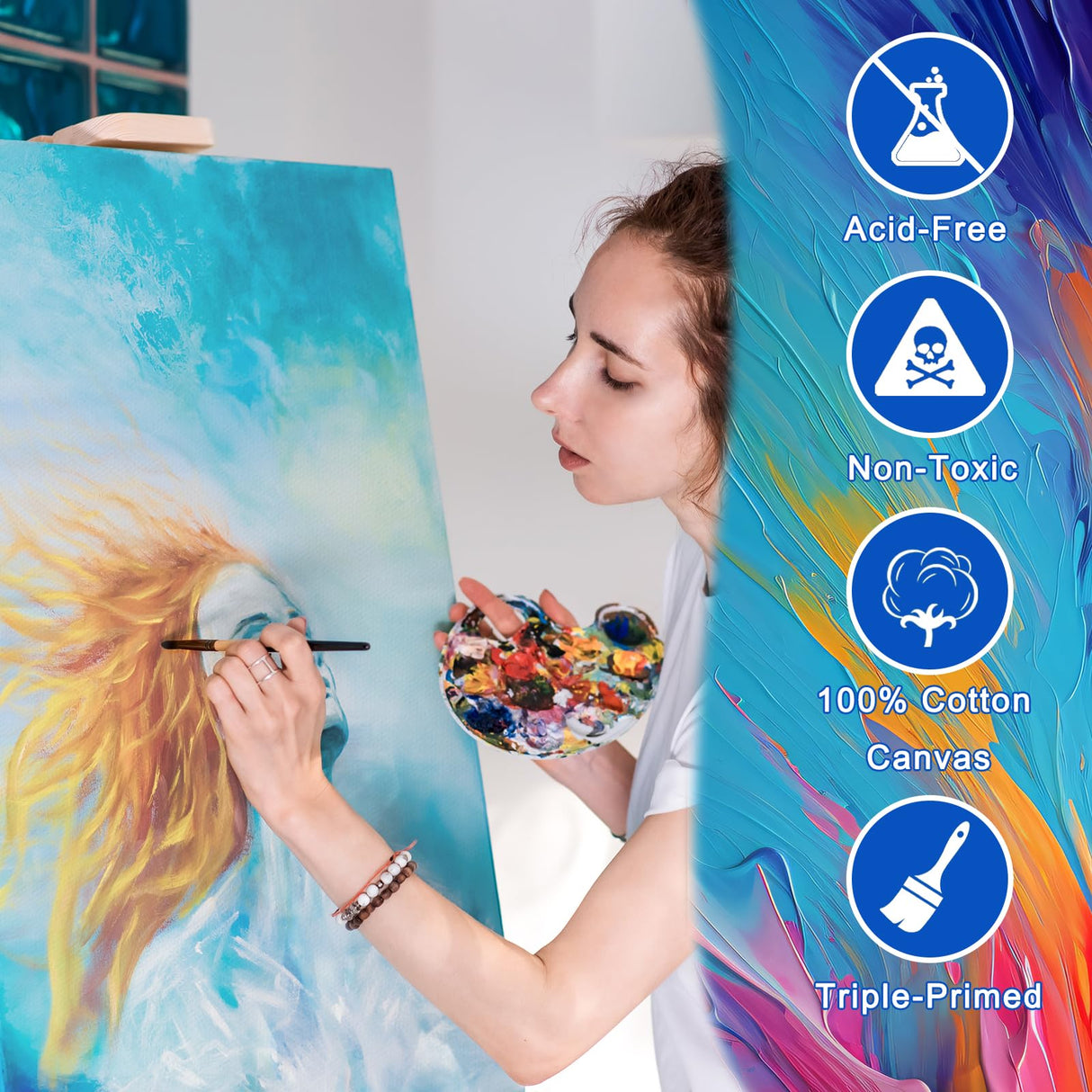 Heart Canvas for Painting, 24 Pack Art Stretched Painting Canvas, 100% Cotton Painting Canvas Supplies with 12 Ounce Triple Primed Acid-Free for Acrylics, Oils & Other Painting Media FROM ONE