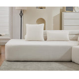 KEIKI 128" Oversized Modular Boucle Sectional Cloud Sofa with 4 Pillows, Upholstered Modern Minimalist Style 4-Seater Corner Couch, No Assembly Required, for Apartment, Living Room, Bedroom, Beige KEIKI