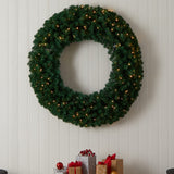 Nearly Natural 48in. Large Artificial Christmas Wreath with 714 Bendable Branches and 200 Warm White LED Lights Nearly Natural