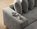 ohllob 110" Modular Sectional Sofa, L Shaped Couch with Chaise Lounge, Fluffy Corduroy Cloud Couch with Deep Seat for Living Room (Light Grey) ohllob