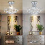 Bestier Modern Silver Crystal Semi-Flush Mount Chandelier Lighting Ceiling Light Fixture Lamp for Diningroom Bathroom Bedroom Livingroom 3 E12 Bulbs Required D13.5 inch X H11.6 inch Bestier
