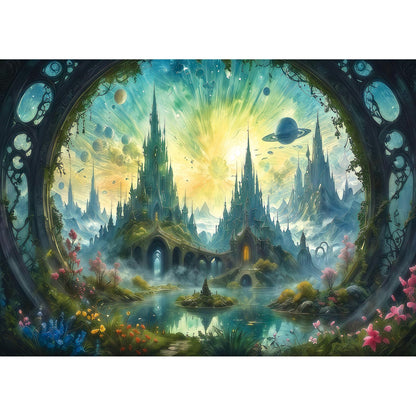 Science Fiction Landscape Jigsaw Puzzles for Adults Fantasy 1000 Piece Puzzle for Adults with Letters on Back Challenging Family Puzzle Games Gift Finished Puzzle Size is （26.75 x 19.75）