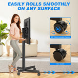 Rfiver Rolling TV Stand for 32-70 Inch TVs, Mobile TV Stand with Upgraded Wheels up to 88lbs, Height Adjustable Mobile TV Cart on Wheel, Portable TV Stand for Bedroom, Living Room, Home, Office Rfiver