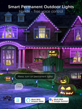 Brizled Permanent Outdoor Lights, 100ft 60 LED RGB Smart Halloween Lights Work with Alexa & Google Home, APP Controlled Permanent Eave Light IP67 Waterproof Smart House Light for Xmas Halloween House Brizled