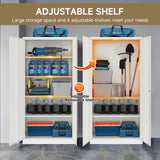 Firstsky Metal Garage Storage Cabinet with Lock, 71" Lockable Garage Cabinet with Doors and Shelves, Steel Lockable File Cabinet, Locking Tool Cabinets for Home, Office, Garage(White, 71 inch) Firstsky