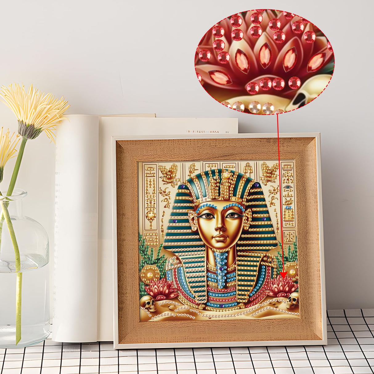 MVVMTOP Diamond Painting Kit, 5D DIY Egyptian Pharaoh, Special Shape Crystal Artificial Diamond Art Partial Mosaic Handicraft for Beginners, Wall Decor Gift for Bedroom, Office, Living Room 6.7x6.7in MVVMTOP