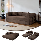 NNQ Compressed Sofa - Convertible Sofa Bed, Corduroy Compression Boneless Couch in a Box, Comfy Modular Foldable Floor Sleeper Sofa for Bedroom, Living Room (Corduroy Fabric, Brown) NNQ