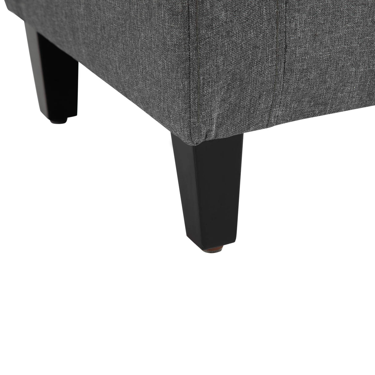 HOMCOM Storage Ottoman, Linen Upholstered Storage Bench with Lift Top and Button Tufted for Living Room, Gray HOMCOM