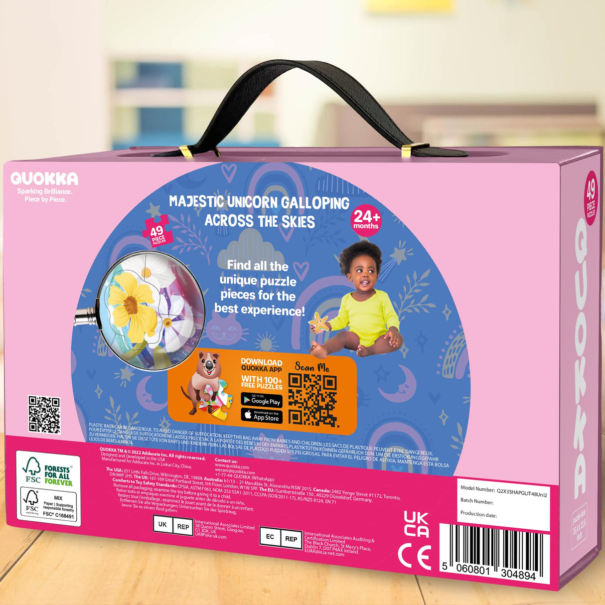 QUOKKA Glitter Floor Puzzles for Kids Ages 3-5 - 2x3 FT 48 Pcs Puzzles for Toddlers 2-4 - Shaped Large Giant Educational Toddler Puzzles Ages 24+ Months - Unicorn Toy Activity Game for Boys and Girls QUOKKA