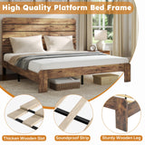 Zevemomo King Bed Frame, King Size Heavy Duty Platform Bed Frames, King Bed Frame with Wood Headboard & Footboard, Noise Free, No Box Spring Needed, Brown Zevemomo
