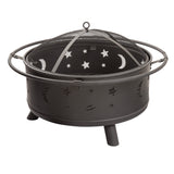 Fire Pit - 32-Inch Outdoor Wood Burning Firepit with Screen, Poker, and Cover - Outdoor Fire Pits for Backyard, Deck, or Patio by Pure Garden (Black) Pure Garden