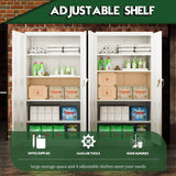 Greenvelly Metal Garage Storage Cabinet, 72” Lockable Storage Cabinet with 2 Doors and Adjustable Shelves, Steel Tool Cabinets, White Metal File Cabinet for Home Office, Garage (36" W x 18" D) Greenvelly