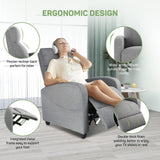 Recliner Chair with Massage and Lumbar Support, Small Fabric Home Theater Seating, Adjustable Modern Reclining Chair for Adults in Living Room Zibbizo