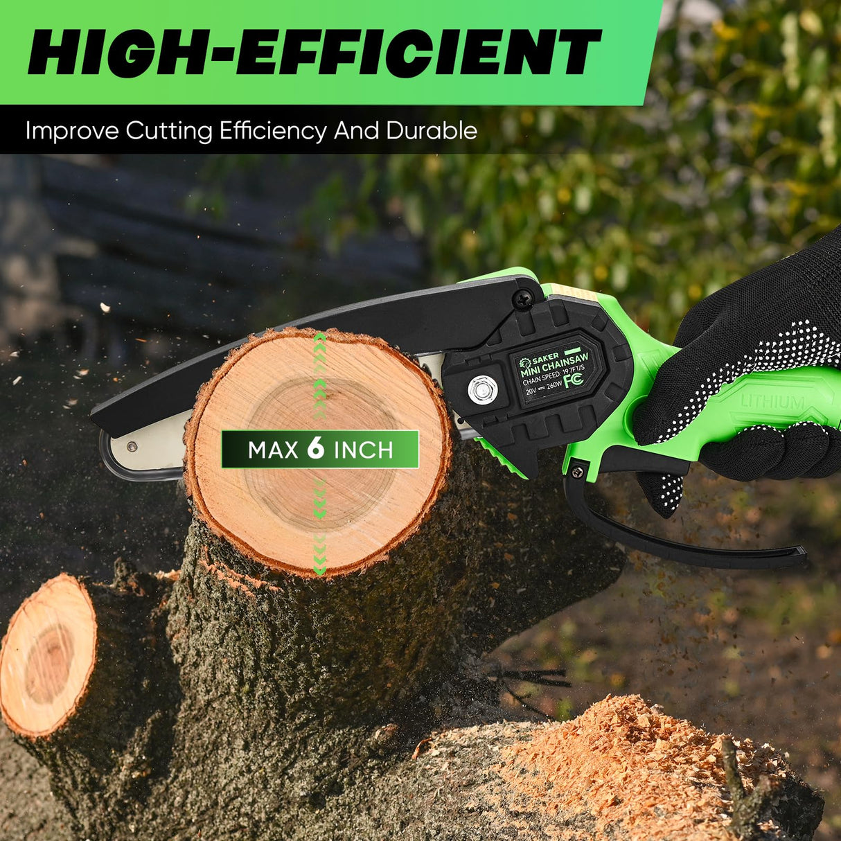 Saker Mini Chainsaw|6 Inch Chainsaw[2025 Upgraded]|Mini Cordless Electric Chain Saw|Small Handheld Portable Chainsaw Battery Powered Chain Saw for Tree Trimmer and Garden,Father's Day Gift for Men Dad Saker