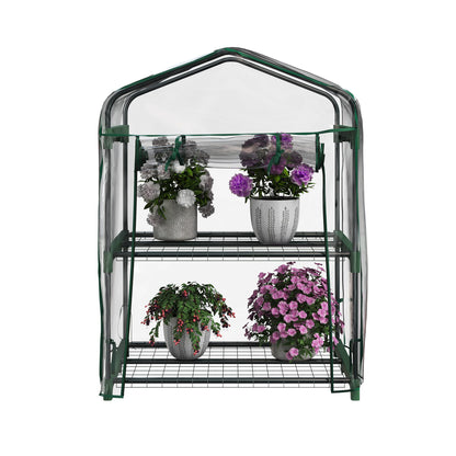 Home-Complete Small Greenhouse for Outdoors, 2-Tier Greenhouse with Zippered Roll-up Door and Powder-Coated Steel Frames, Waterproof PVC Cover for All-Season Gardening - WoodArtSupply