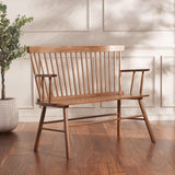 SAFAVIEH Home Collection Addison Farmhouse Honey Solid Wood Windsor Spindle Loveseat Bench SAFAVIEH