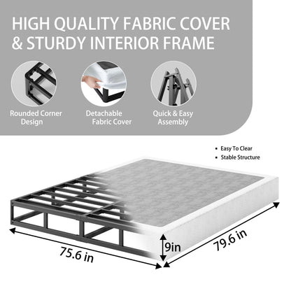 Daqutic King Size-Box-Spring, King Box Spring, 9 Inch Heavy Duty Box Spring King, Mattress Foundation, Quick Assembly, Noise Free