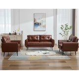 TYBOATLE Sofa Couch 61" Small Loveseat Couches for Living Room Leather Couch Mid Century Modern Tufted Mini Sofa Comfy Office 2 Seat Settee Love Seat Loveseat for Small Spaces Bedroom (3, Brown) TYBOATLE