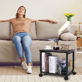 Cakokow Under Desk Printer Stand - 2-Tier Industrial Mobile Printer Table with Storage Shelf, Heavy Duty Wood Rolling Printer Cart with Wheels for Home and Office,Classic Black Cakokow