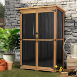 Outdoor Storage Shed, Waterproof Garden Sheds & Outdoor Storage Cabinet with Lockable Door Sloping Roof, Wood Metal Tool Shed for Backyard Patio Lawn 68”x46” PetsCosset