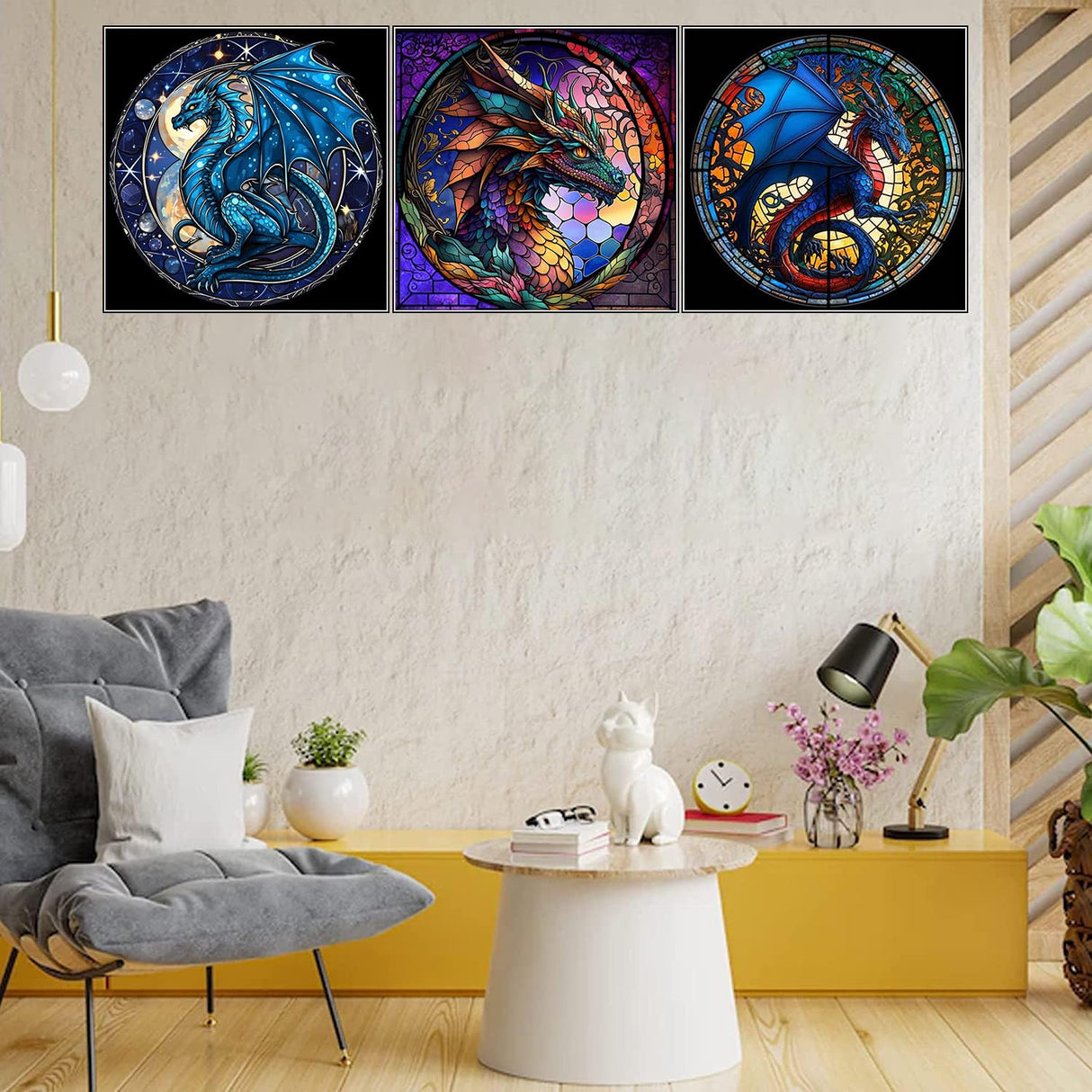 RYMILIE Diamond Painting Kits for Adults - 6 Pack Dragon DIY 5D Diamond Art Kits Full Drill Diamond Dots Paintings with Diamonds Gem Art and Crafts Home Decor 12x12inch RYMILIE