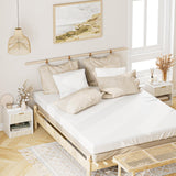 Masupu Small Night Stand Modern Bedside Table NightStand Farmhouse Boho Wooden Bedside Table with Drawer,Side End Table for Bedroom,Living Room,Office White Masupu