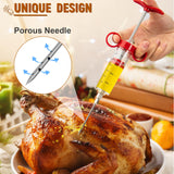 Kingsmile Meat Injector, Turkey Injector Syringe - 3 Needles for BBQ Grill, 1oz Meat Injector Syringe, Injector Marinades for Meats, Meat Injectors for Smoking 1 Cleaning Brush Easy to Use & Clean Red Kingsmile