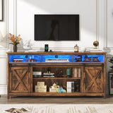 Farmhouse TV Stand for 80/75 inch TVs, Rustic Entertainment Center TV Cabinet Stands with Power Outlets, Rustic Brown Bolonbi