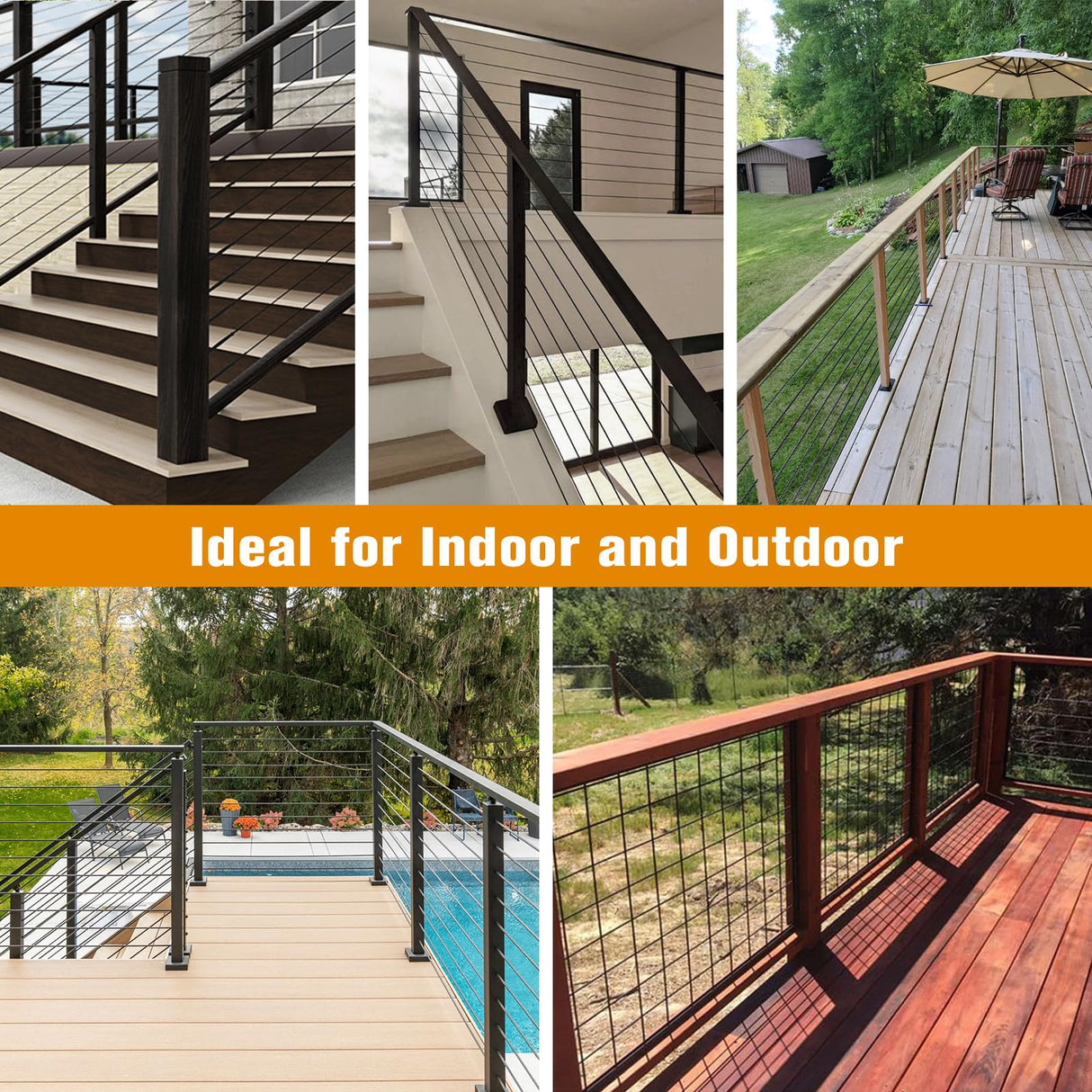 Swage Lag Screws for Cable Railing - 80 Pack Black T316 Stainless Steel Left and Right Handed Thread - 1/8" Cable Railing Hardware Kit for Deck Stair Wood Post Railing System CELYND