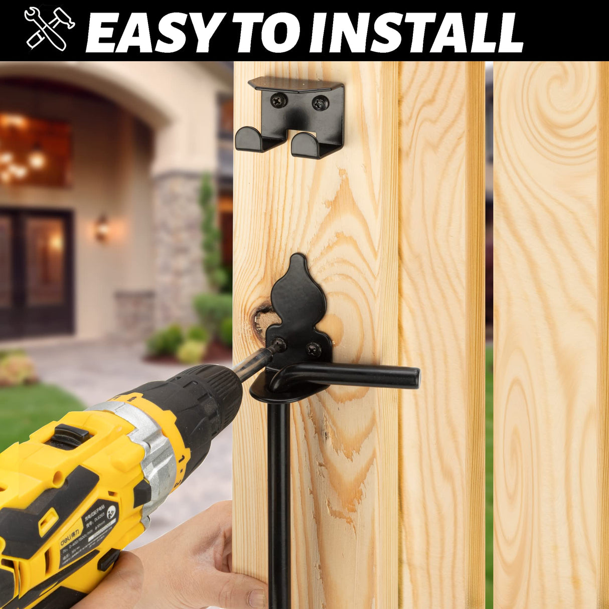 12" Heavy Duty Cane Bolt Gate Drop Rod Hardware Ground Latch for Wood PVC Vinyl Metal Fences Gates, Double Doors, Black Solid Steel -2 Pack Dreamxiang