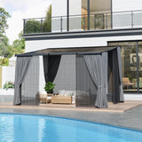 HOGYME 10x12 FT Gazebo, Outdoor Gazebos on Clearance with Updated Frame Structure and Roof, Hard Top Lean to Gazebo Pergola, Wall Mounted Awnings for Patio, Deck, Lawn and Backyard HOGYME