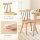 Curipeer Windsor Kids Table and 2 Chair Set, Rubberwood Toddler Table and Chair Set for Art, Play, Craft, Activity, Children Table with Non-Slip Legs/Round Edge Design, Natural Wood Curipeer