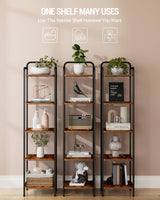 Hzuaneri Bookcase Bookshelf, Narrow Book Shelf, Industrial Corner Shelf Storage Organizer, Slim Shelving Unit for Home Office, Living Room, Bedroom, Kitchen, 5-Tier Rustic Brown and Black BC24501B Hzuaneri